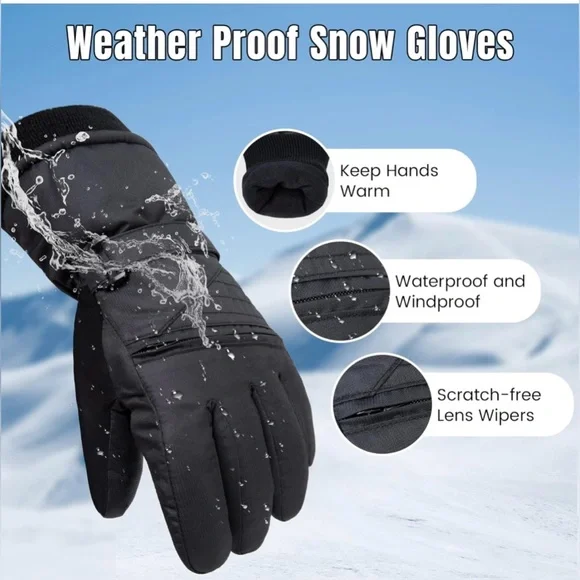 ANDORRA Kids Ski Gloves Waterproof Winter Children's Snow Gloves. SMALL - Picture 4 of 8